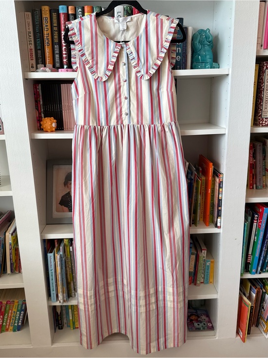 Caroline Constas Dresses & Skirts - NWT Caroline Constas Striped Ruffle Collar Cotton Midi Dress M